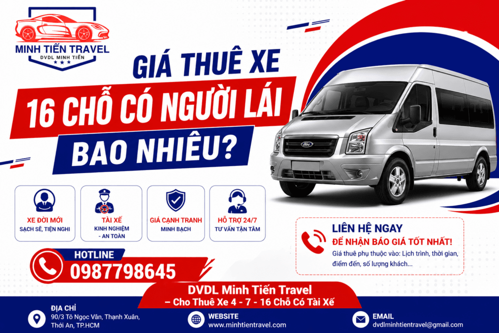 Cập nhật giá thuê xe 16 chỗ có tài xế mới nhất