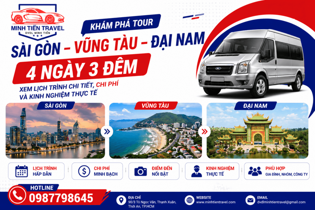 Khám phá tour Sài Gòn – Vũng Tàu – Đại Nam 4 ngày 3 đêm