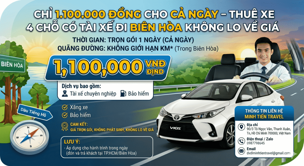 gia thue xe 4 cho co tai xe di bien hoa