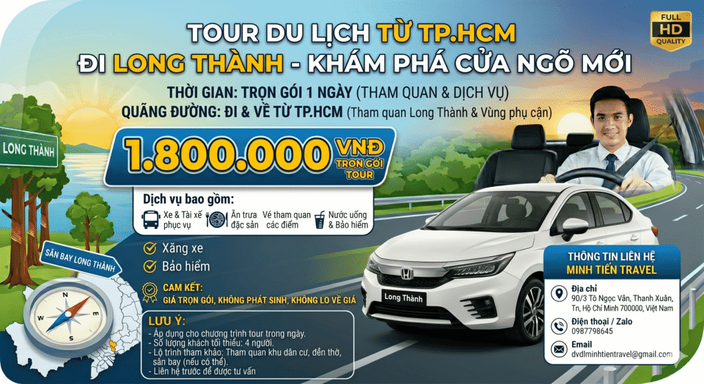 tour du lich di tu tphm di long thanh co tai xe